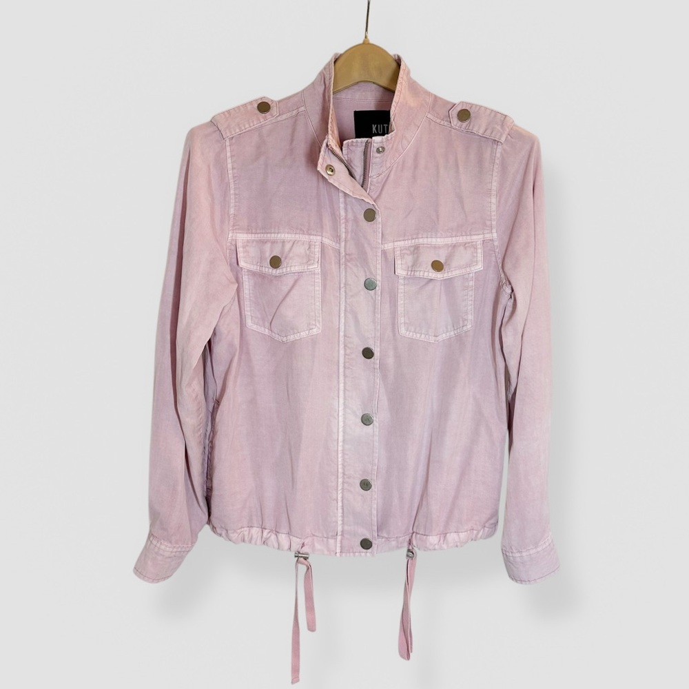 Kut From the Kloth Size Small Jacket Utility Lightweight Pink Zip Soft Casual